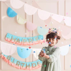 Peach Tissue Paper Scallop Garland Set><noscript><img width=