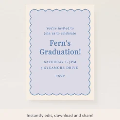 Periwinkle Scallop Download & Print Invitation>Meri Meri New