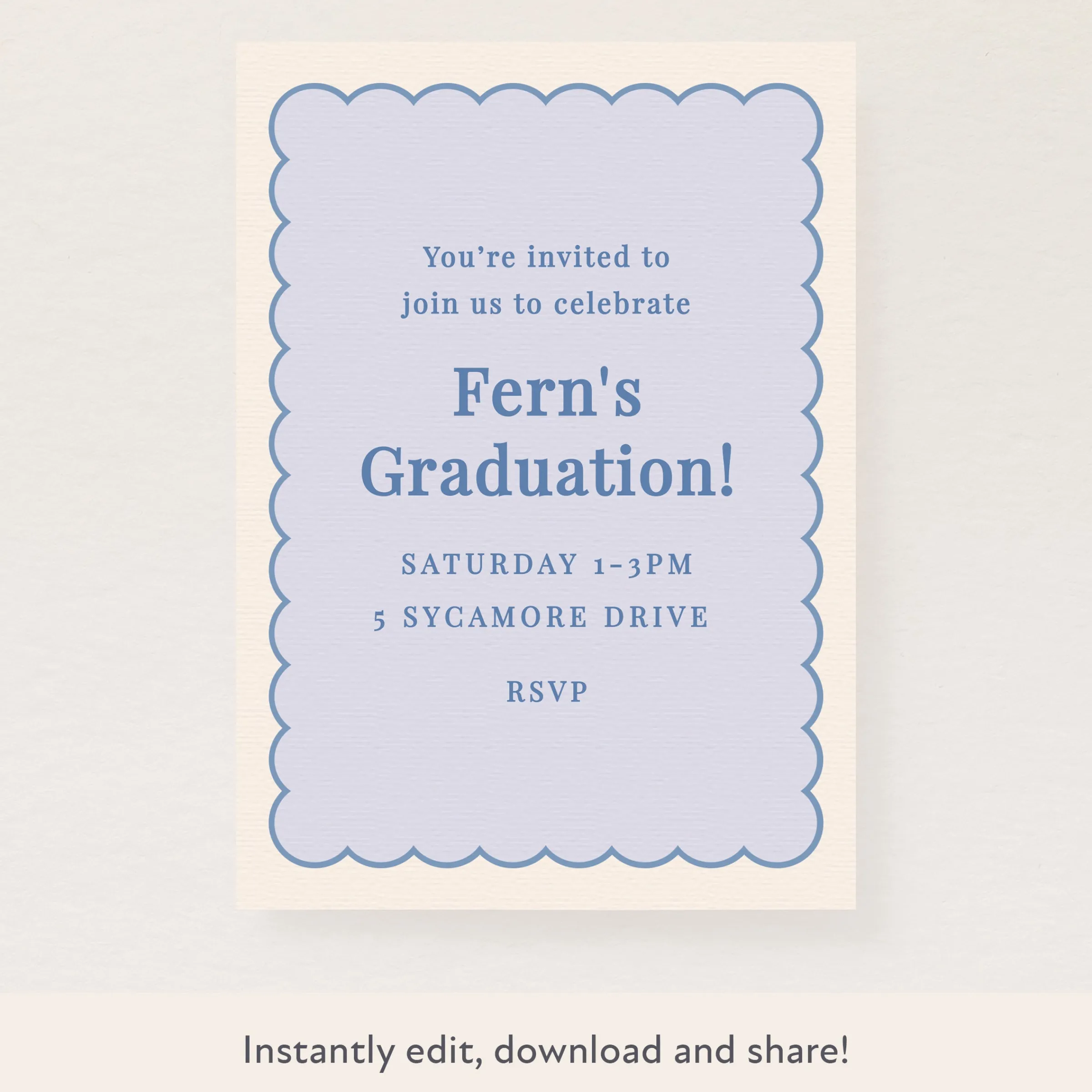 Periwinkle Scallop Download & Print Invitation>Meri Meri New