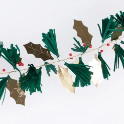 Pine Needles & Golden Holly Garland><noscript><img width=