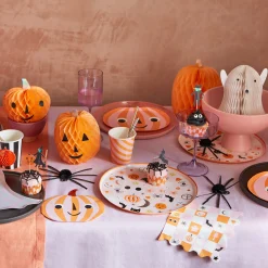 Pink & Orange Stripy Cups (x 8)>Meri Meri New