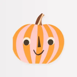 Pink & Orange Stripy Pumpkin Napkins (x 16)>Meri Meri Clearance