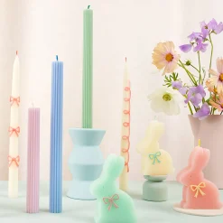 Pink Bow Taper Candles (x 2)>Meri Meri Clearance