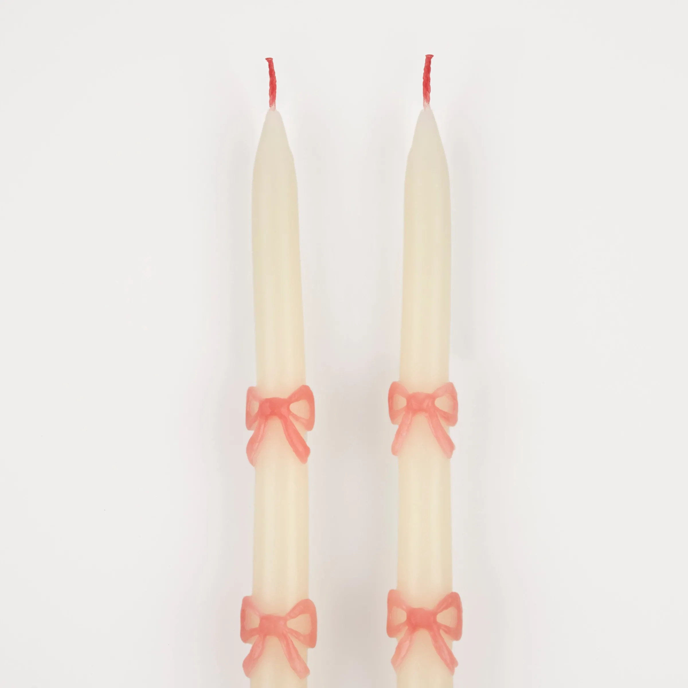 Pink Bow Taper Candles (x 2)>Meri Meri Clearance