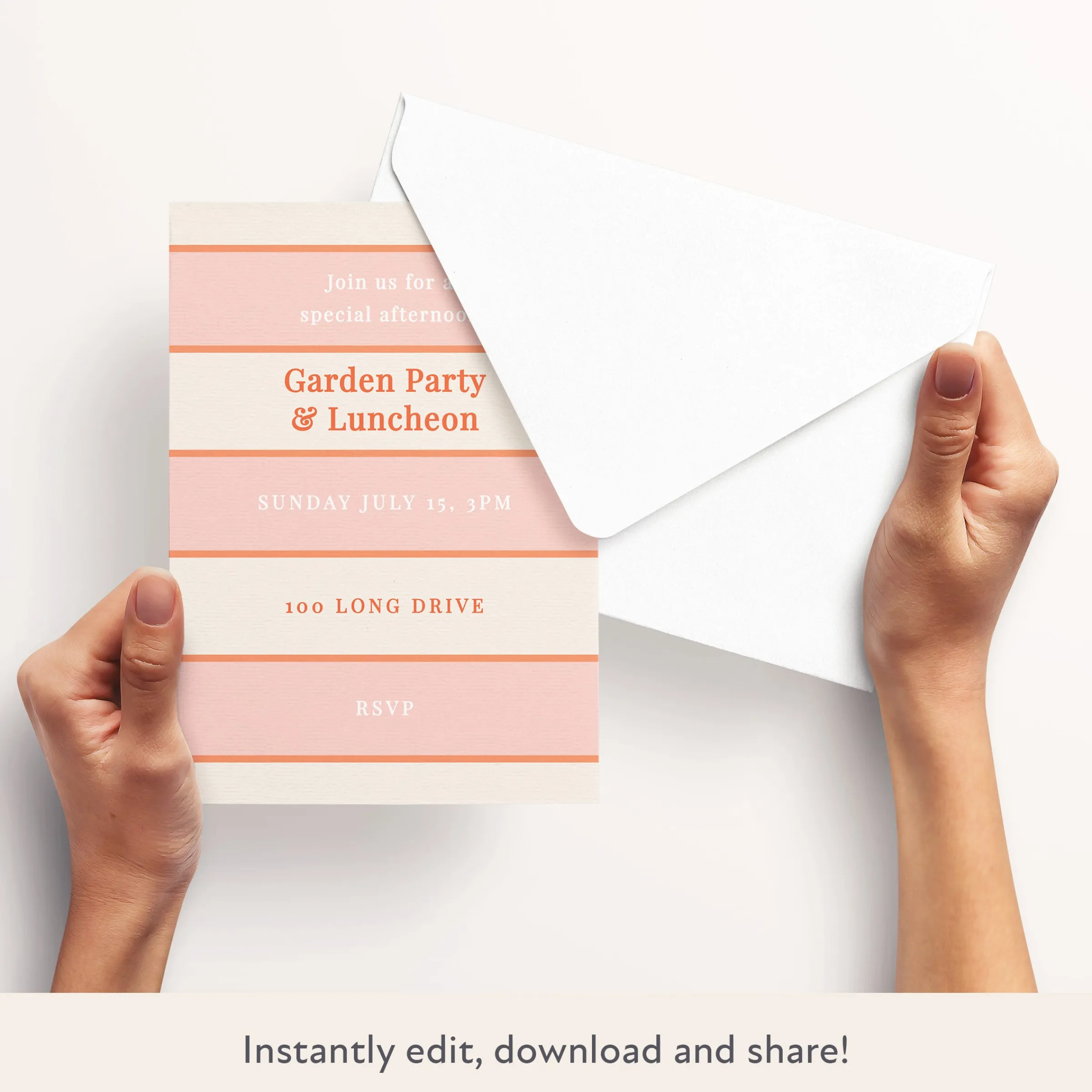 Pink Cabana Stripe Download & Print Invitation>Meri Meri Discount