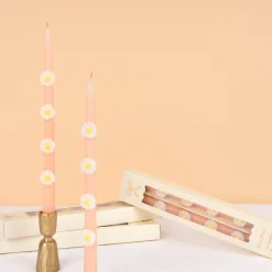 Pink Daisy Taper Candles (x 2)>Meri Meri Outlet
