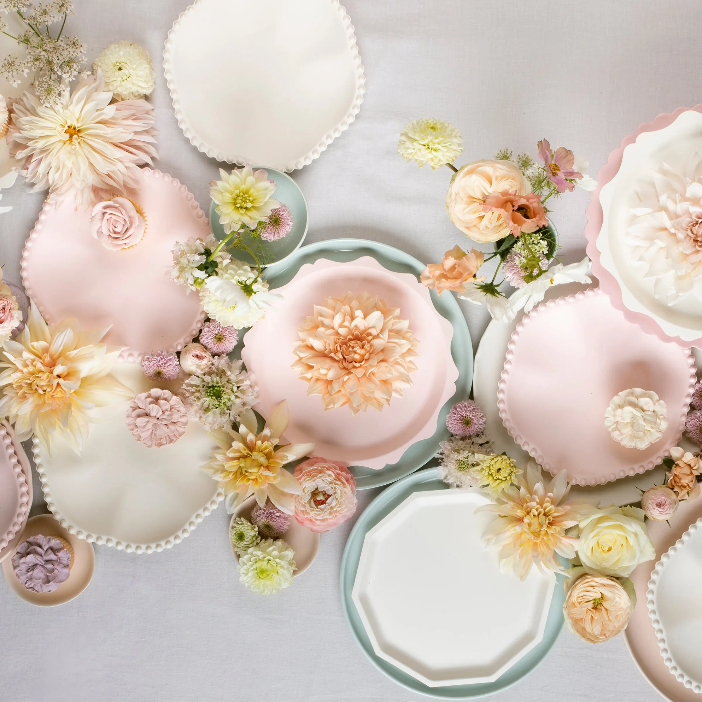 Pink Decagon Compostable Dinner Plates (x 8)>Meri Meri Sale