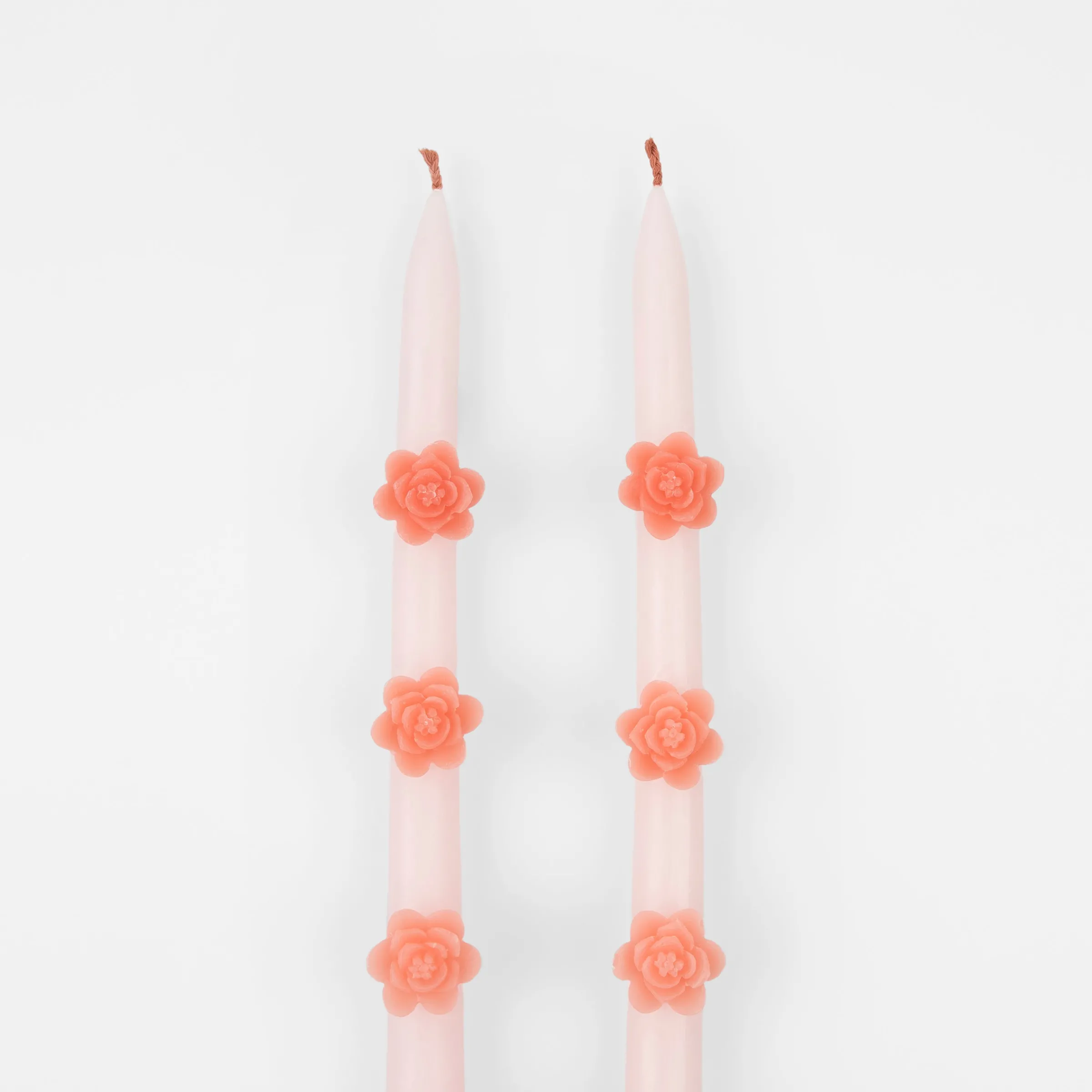 Pink Flower Taper Candles (x 2)>Meri Meri Hot
