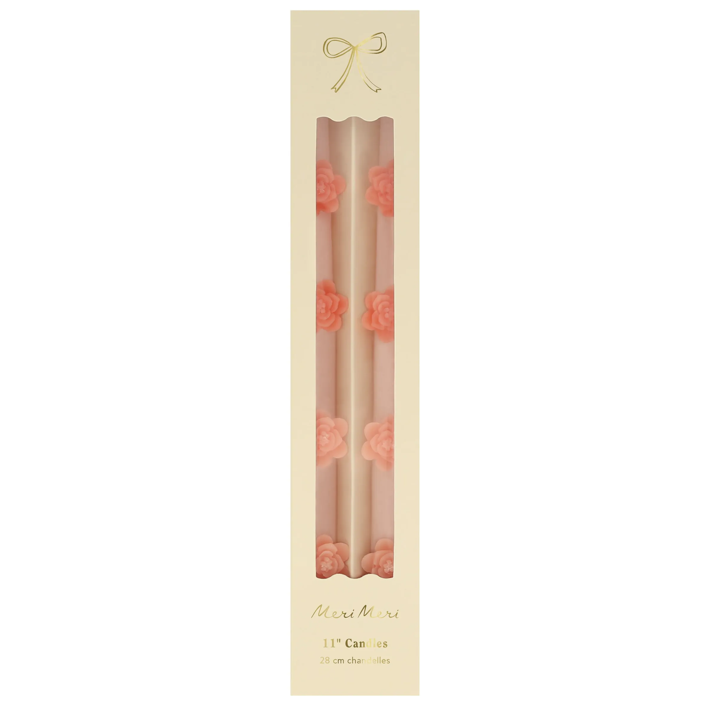 Pink Flower Taper Candles (x 2)>Meri Meri Hot