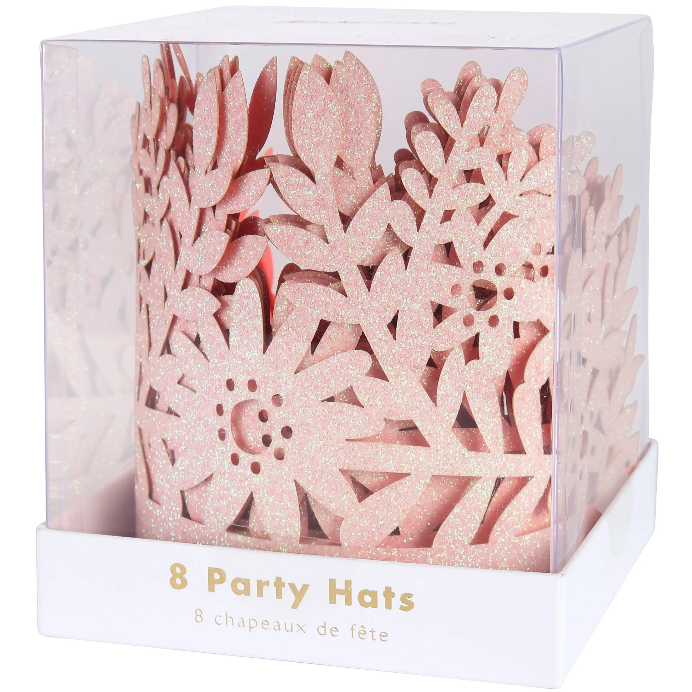 Pink Glitter Party Crowns (x 8)>Meri Meri Outlet
