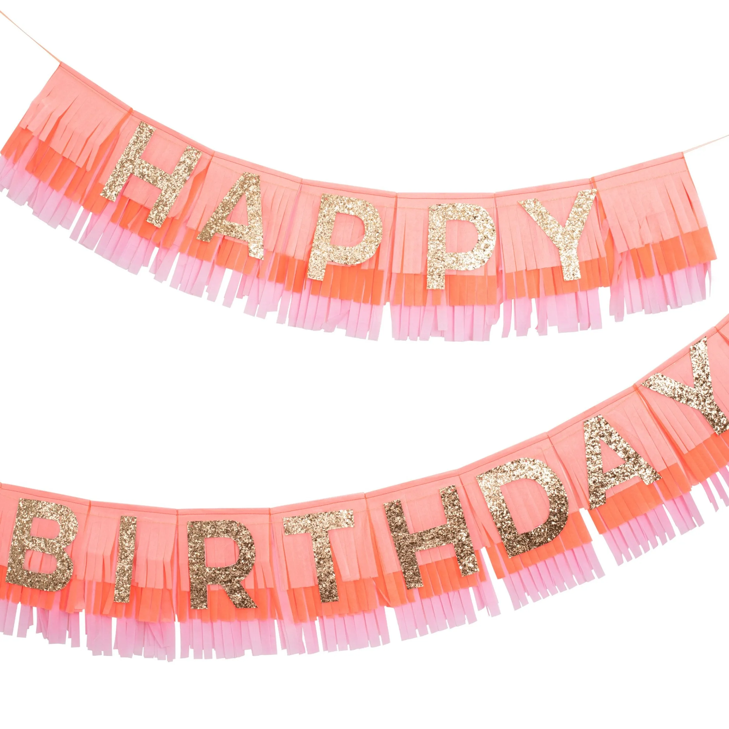Pink Happy Birthday Fringe Garland Set>Meri Meri Hot