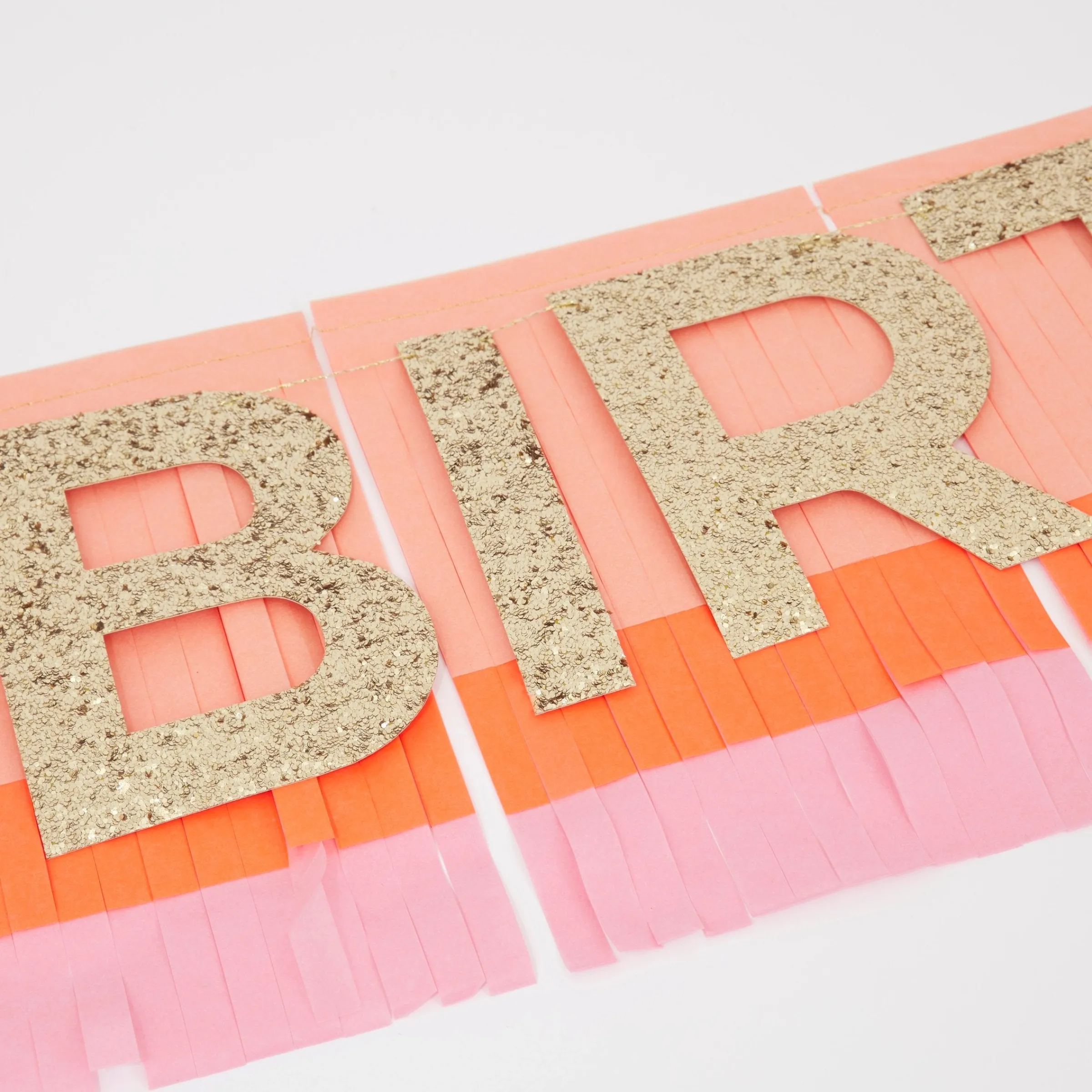 Pink Happy Birthday Fringe Garland Set>Meri Meri Hot