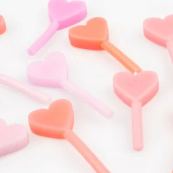 Pink Heart Candles (x 12)>Meri Meri Clearance