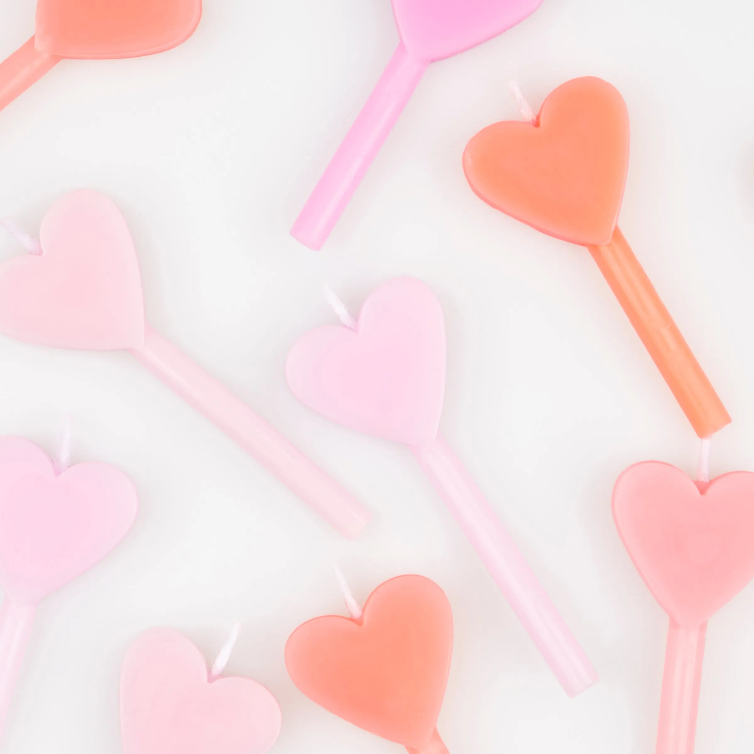 Pink Heart Candles (x 12)>Meri Meri Clearance