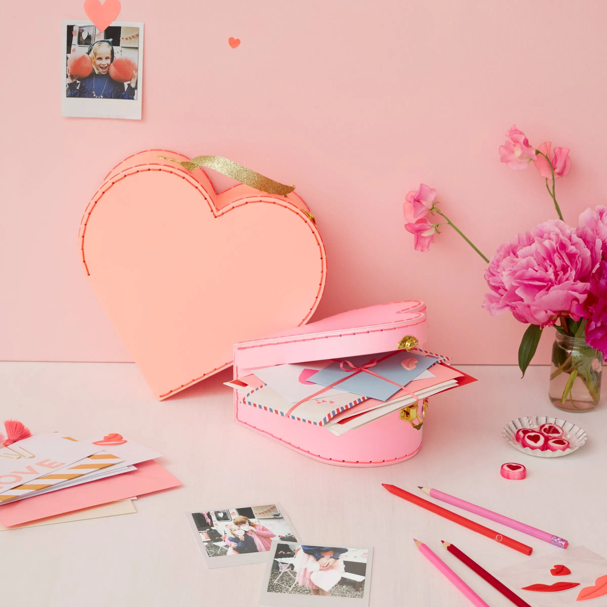 Pink Heart Suitcases (x 2)>Meri Meri Fashion