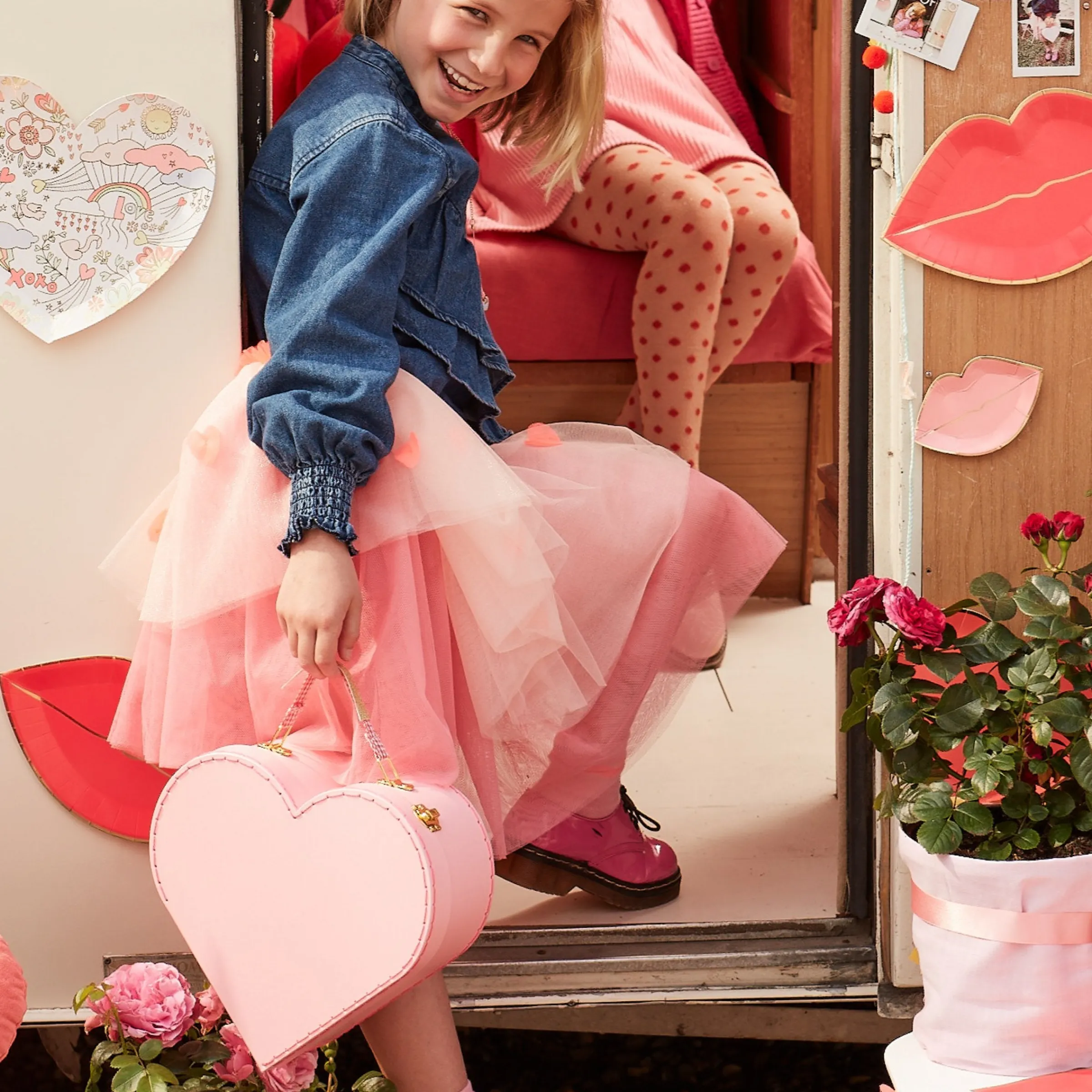 Pink Heart Suitcases (x 2)>Meri Meri Fashion