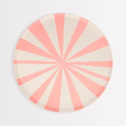 Pink Stripe Side Plates (x 8)>Meri Meri Fashion