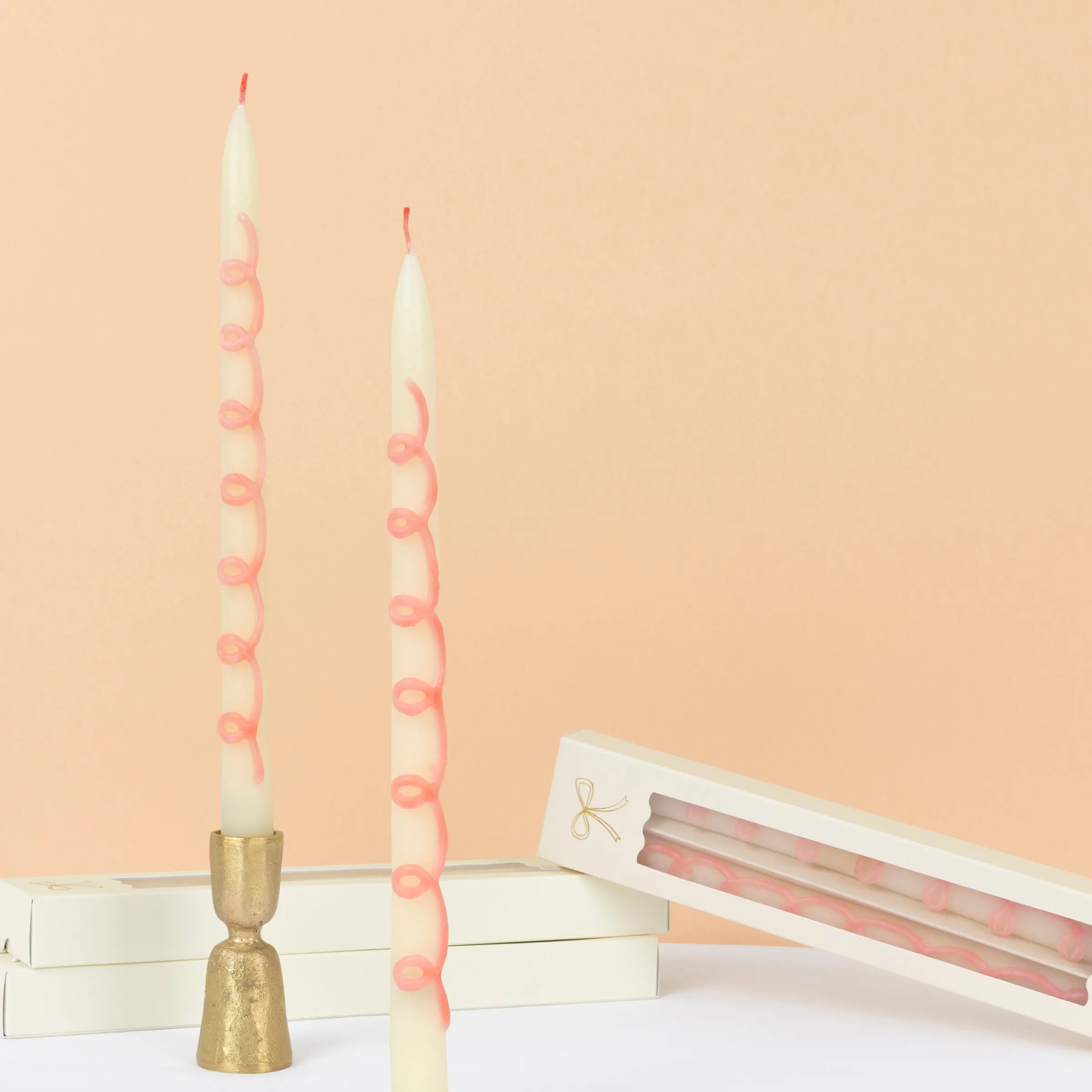 Pink Swirl Taper Candles (x 2)>Meri Meri Sale