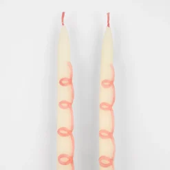Pink Swirl Taper Candles (x 2)><noscript><img width=
