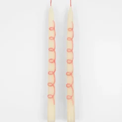 Pink Swirl Taper Candles (x 2)><noscript><img width=