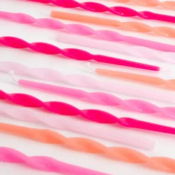 Pink Twisted Long Candles (x 16)>Meri Meri Clearance