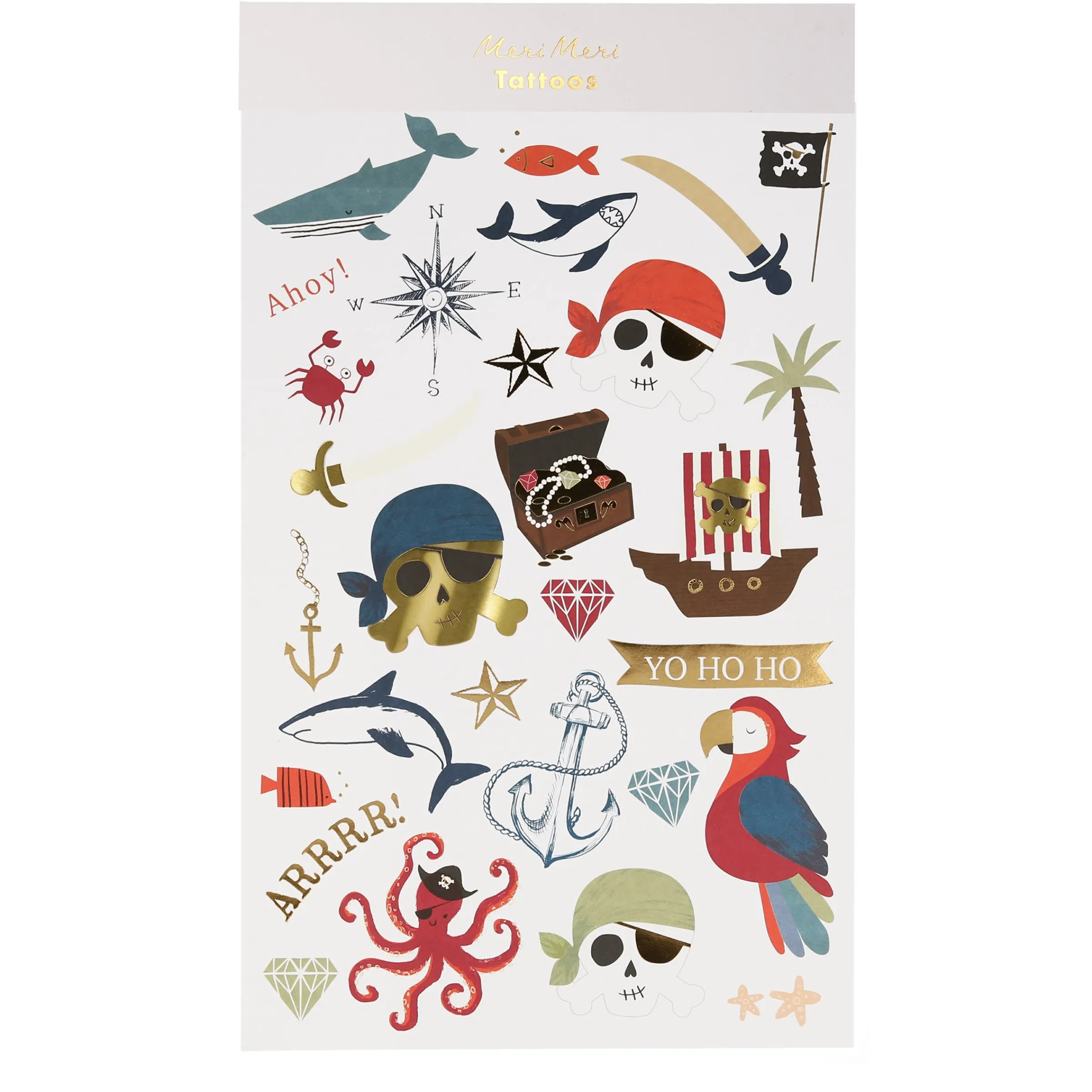 Pirate Tattoo Sheets (x 2 sheets)>Meri Meri Fashion