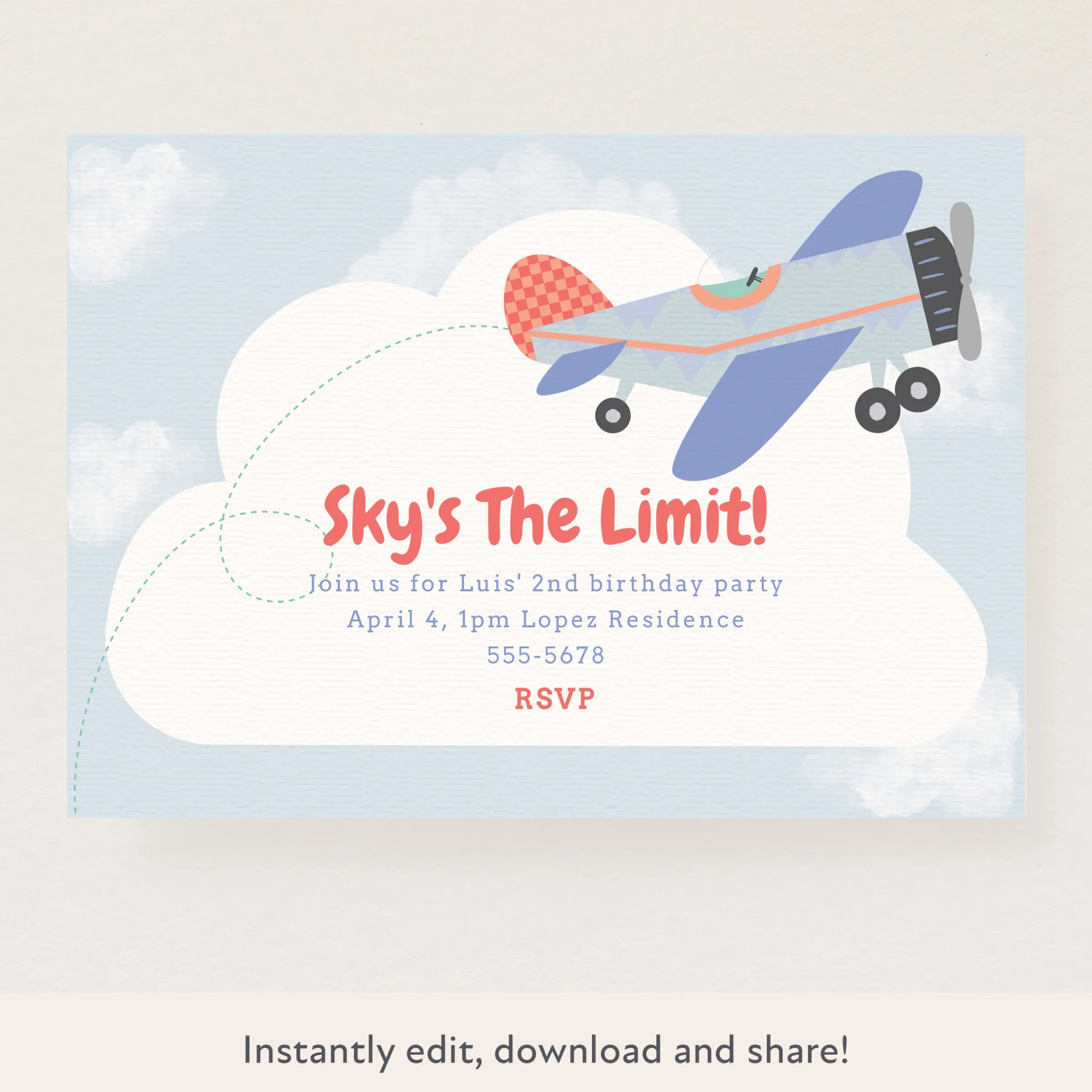 Plane Download & Print Invitation>Meri Meri Sale