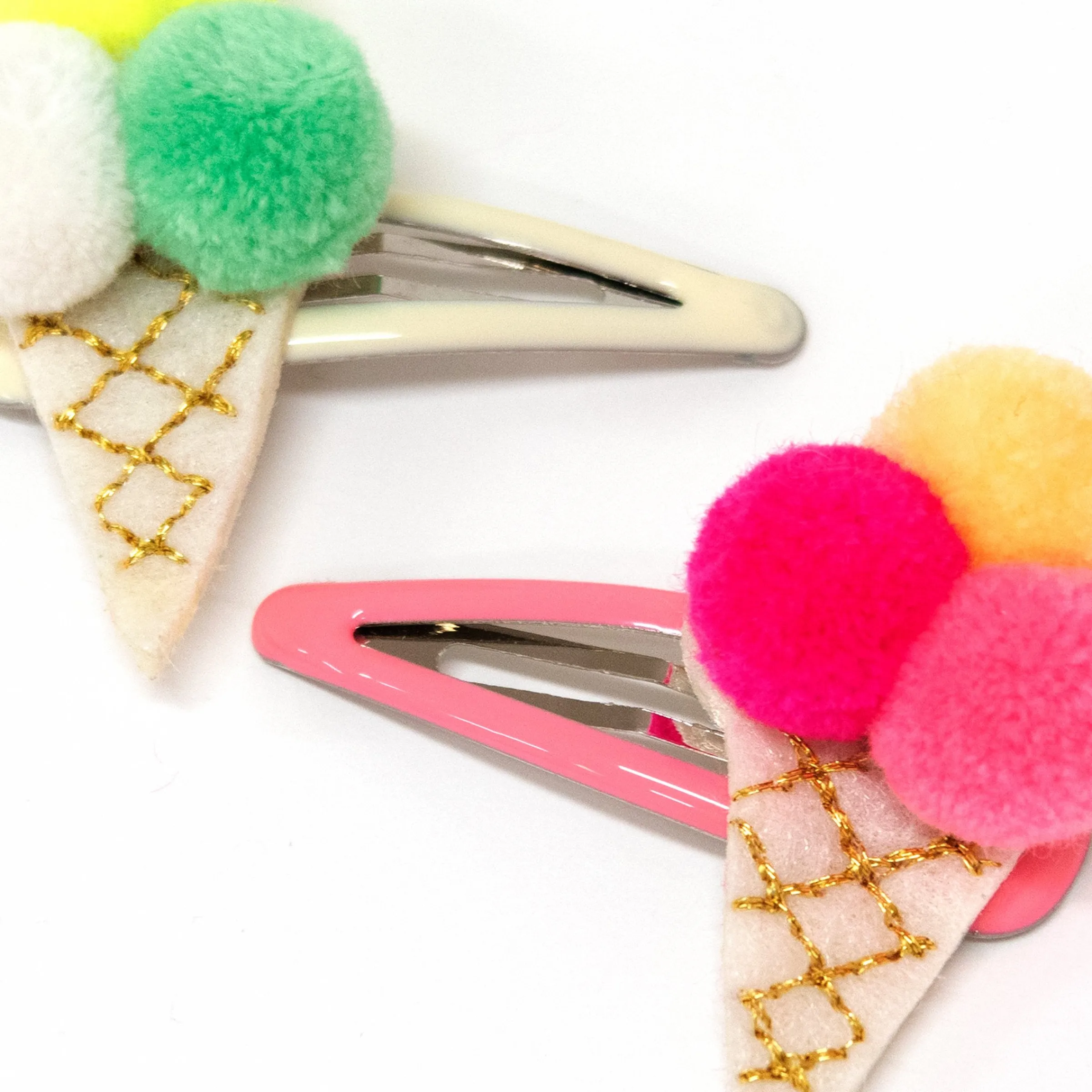 Pompom Ice Cream Hair Clips (x 2)>Meri Meri Fashion