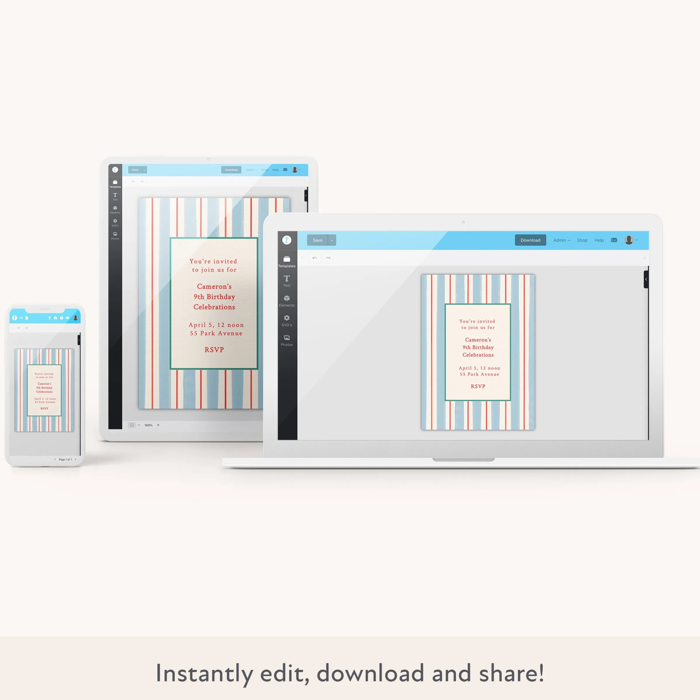 Preppy Stripe Download & Print Invitation>Meri Meri Outlet