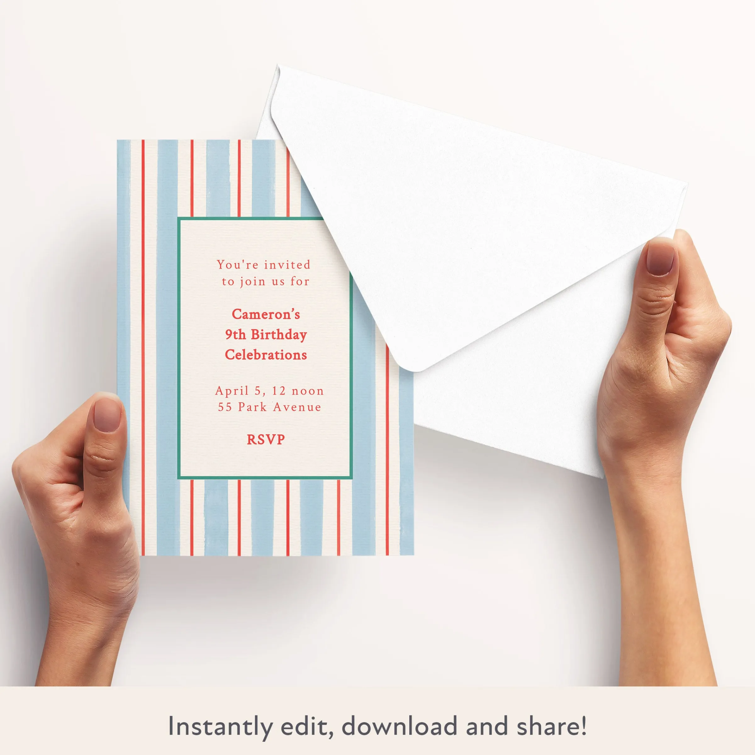Preppy Stripe Download & Print Invitation>Meri Meri Outlet