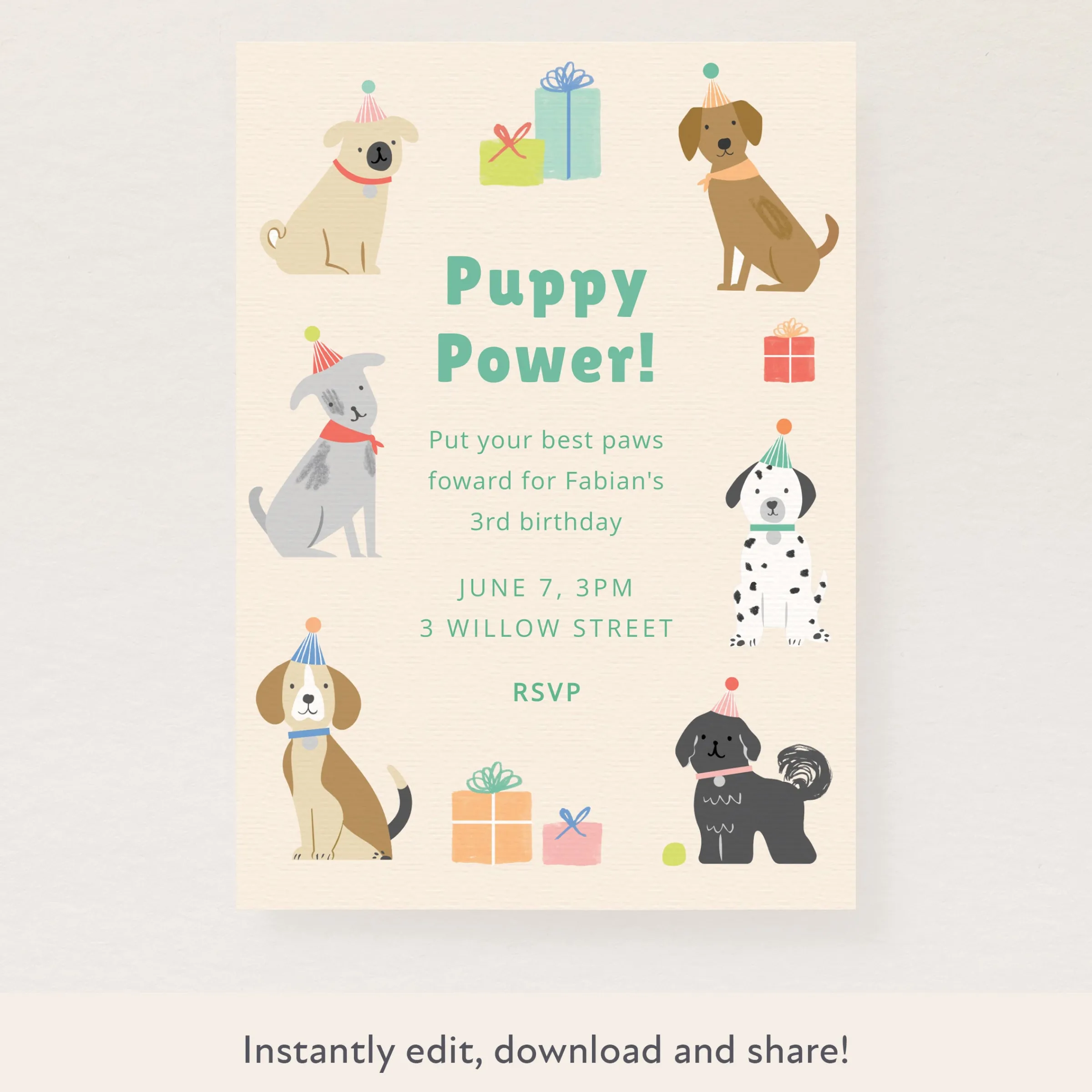 Puppy Download & Print Invitation>Meri Meri Clearance