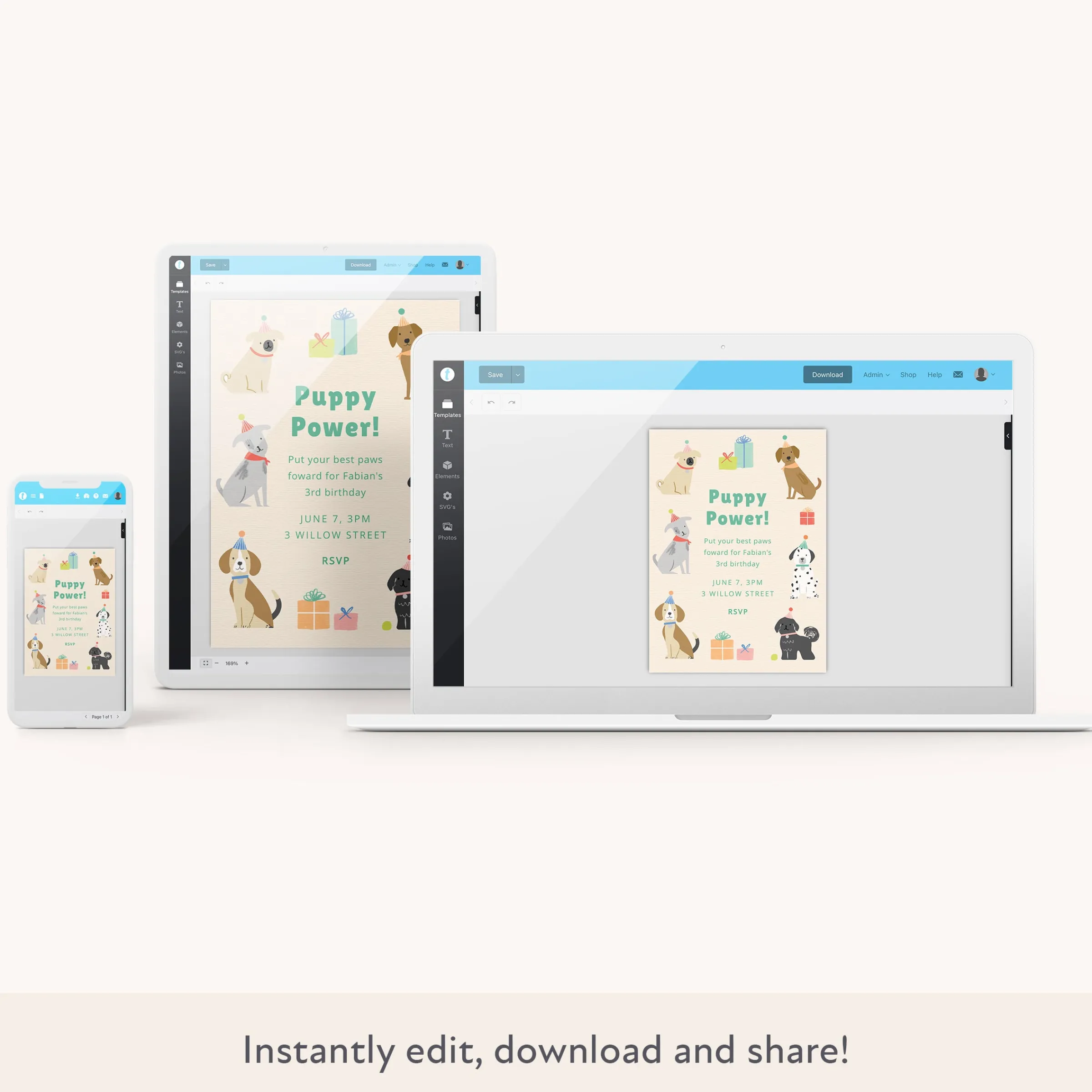Puppy Download & Print Invitation>Meri Meri Clearance