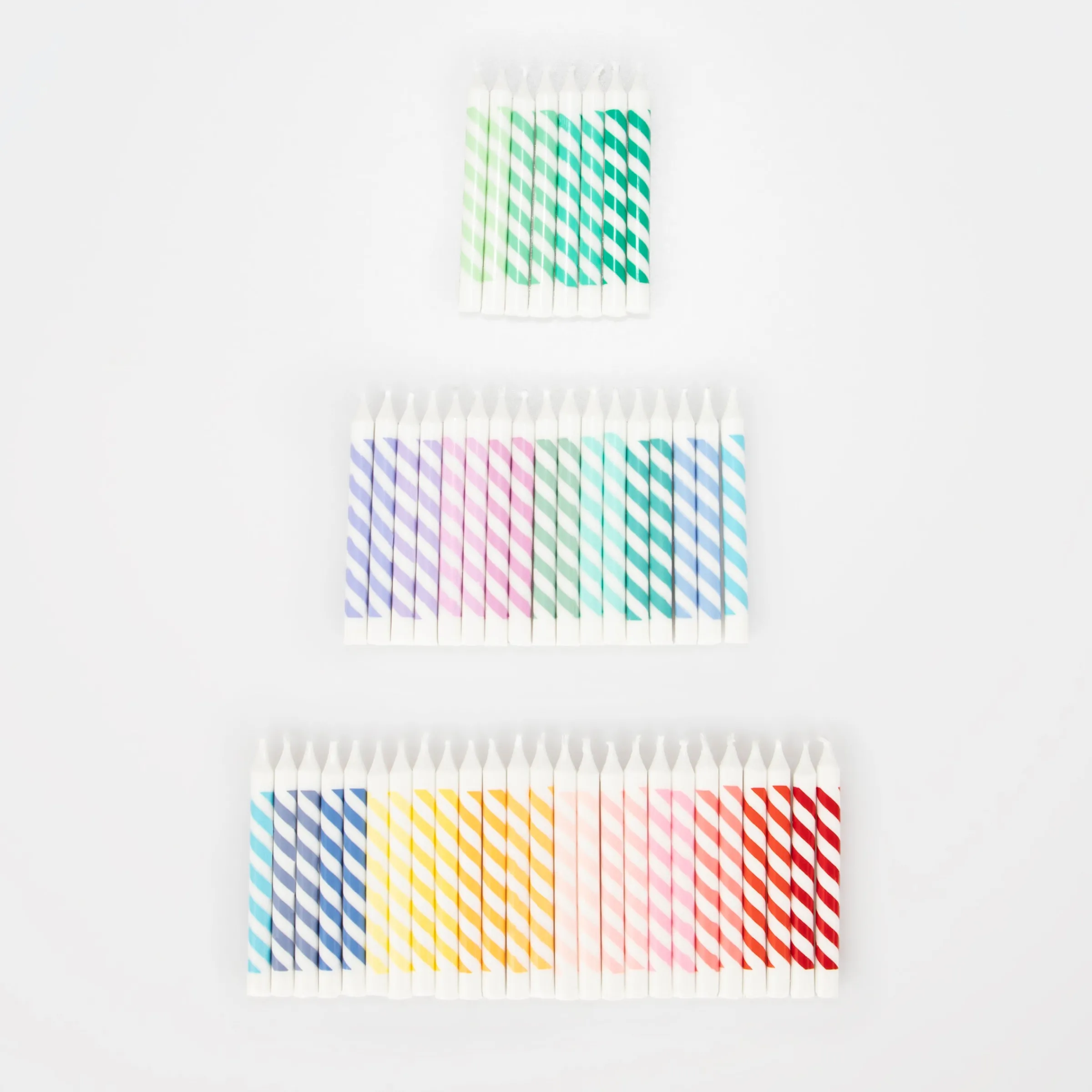 Rainbow Striped Mini Candles (x 50)>Meri Meri Online
