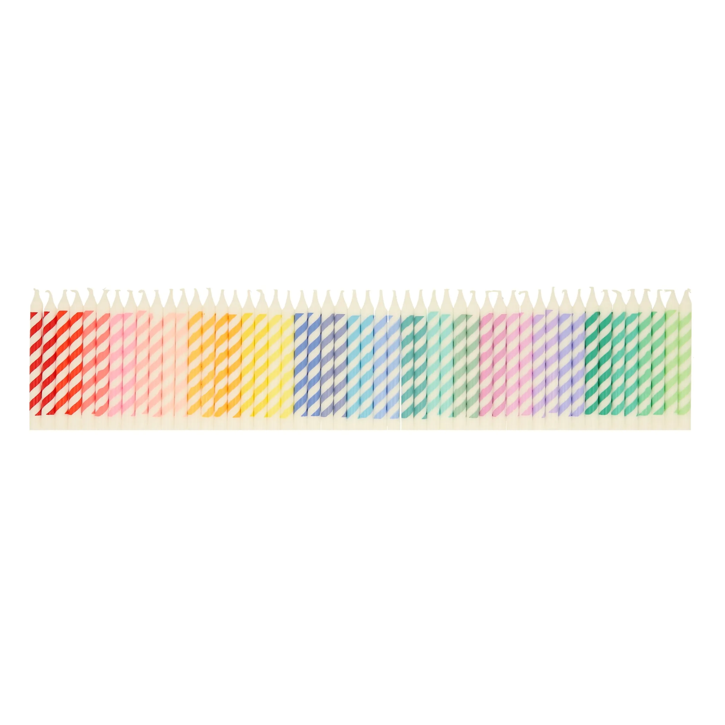 Rainbow Striped Mini Candles (x 50)>Meri Meri Online