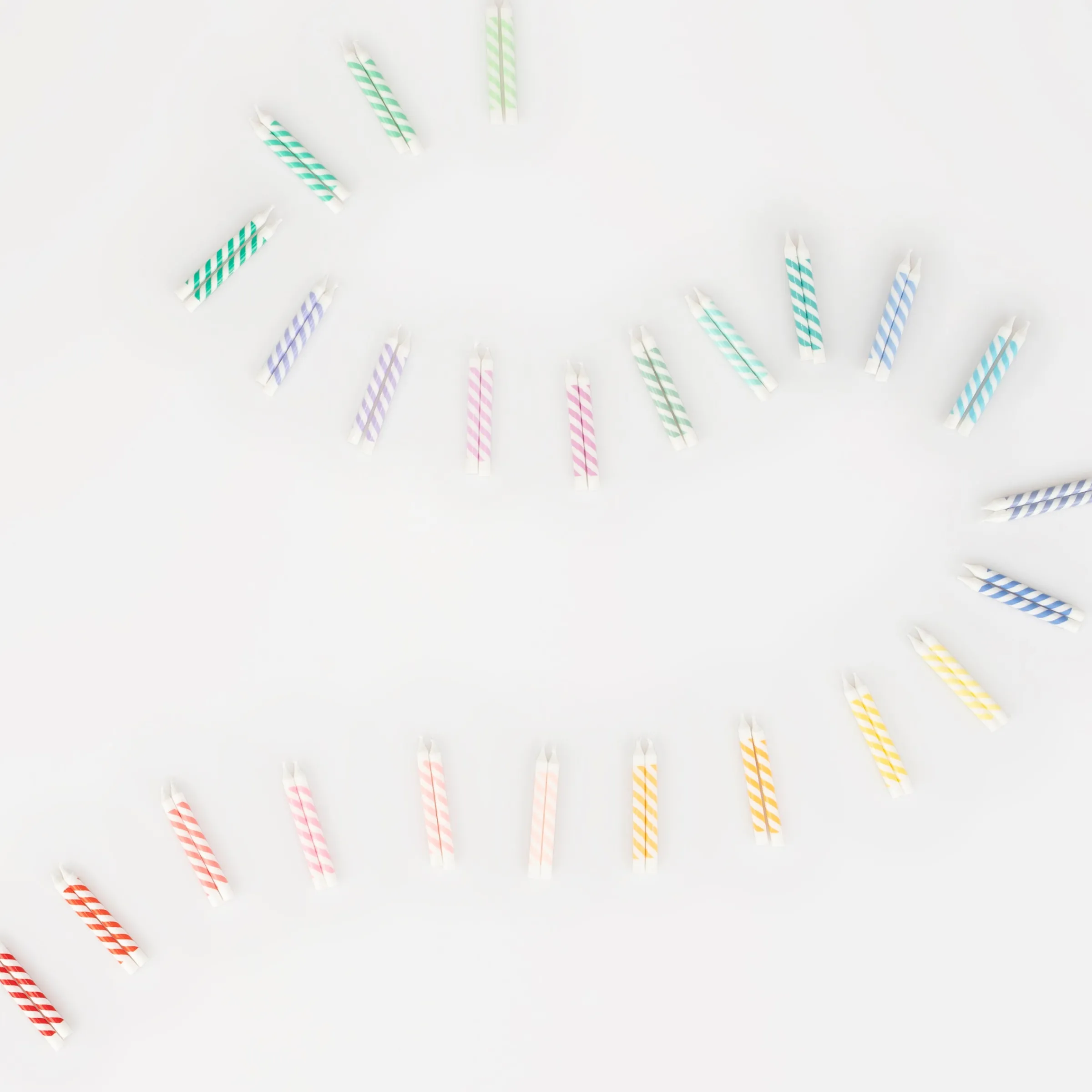 Rainbow Striped Mini Candles (x 50)>Meri Meri Online