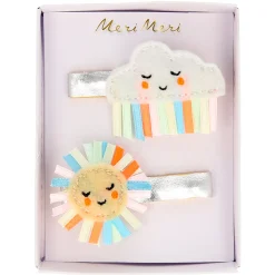 Rainbow Sun & Cloud Hair Clips (x 2)><noscript><img width=