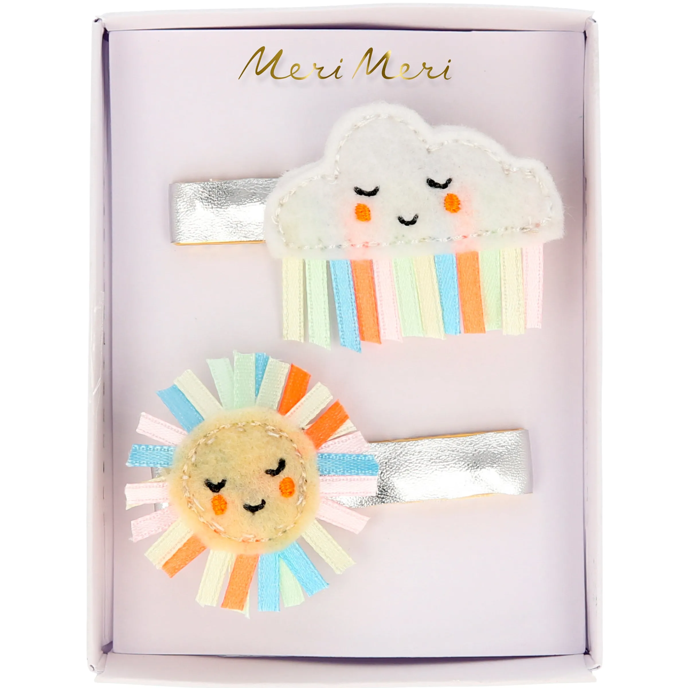Rainbow Sun & Cloud Hair Clips (x 2)>Meri Meri Best