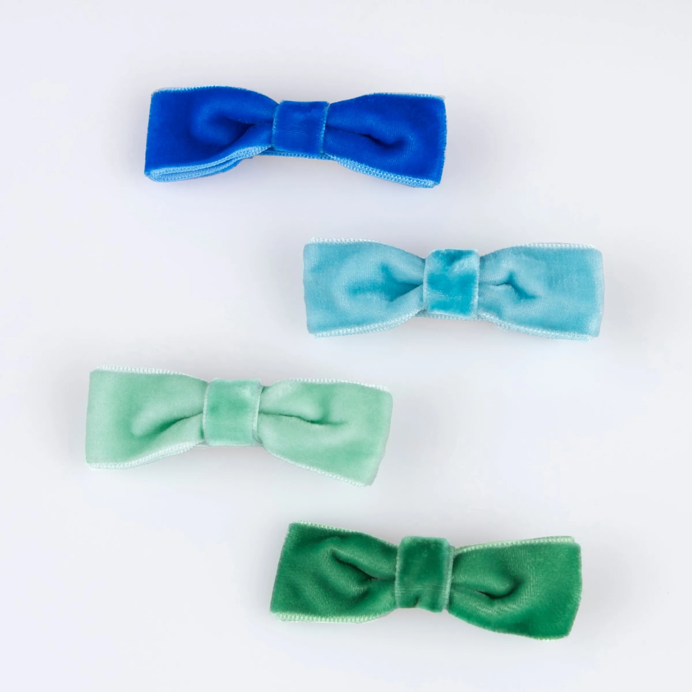 Rainbow Velvet Bow Hair Clips (x 8)>Meri Meri Outlet