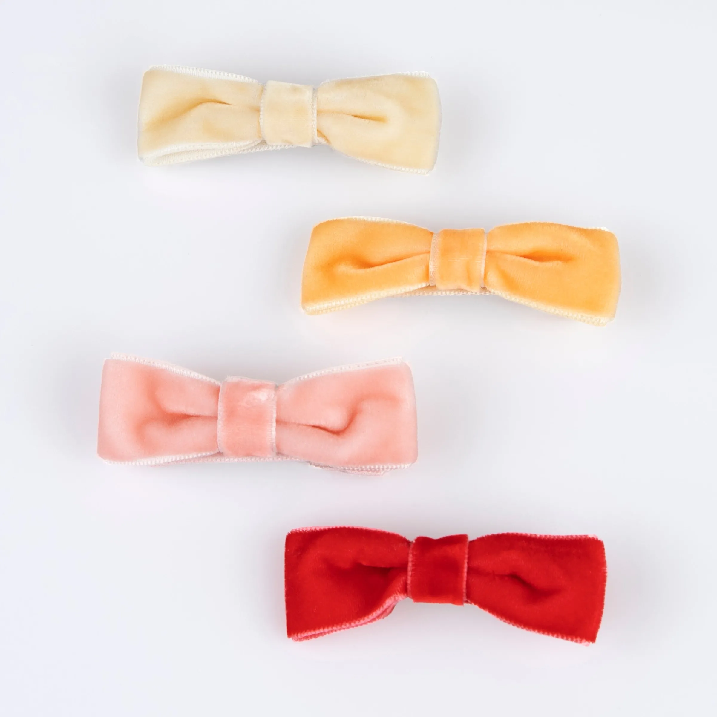Rainbow Velvet Bow Hair Clips (x 8)>Meri Meri Outlet