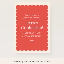 Red Scallop Download & Print Invitation>Meri Meri Online