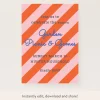 Red/Pink Fun Stripe Download & Print Invitation>Meri Meri Sale