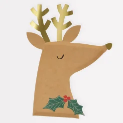 Reindeer With Holly Plates (x 8)>Meri Meri New