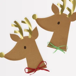 Reindeer With Raffia Bow Plates (x 8)>Meri Meri Discount