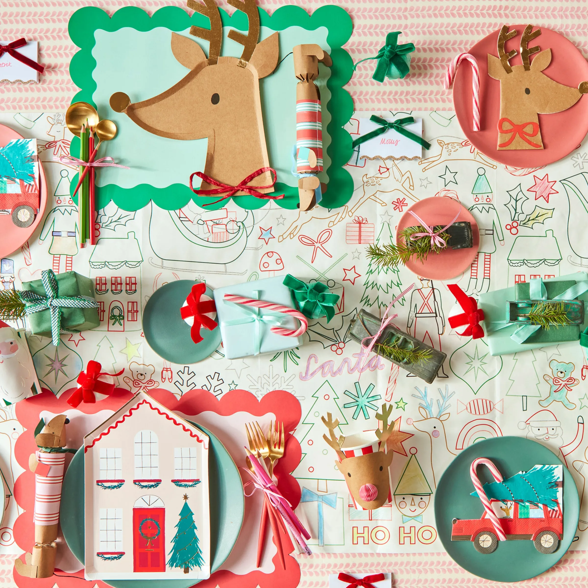 Reindeer With Raffia Bow Plates (x 8)>Meri Meri Discount