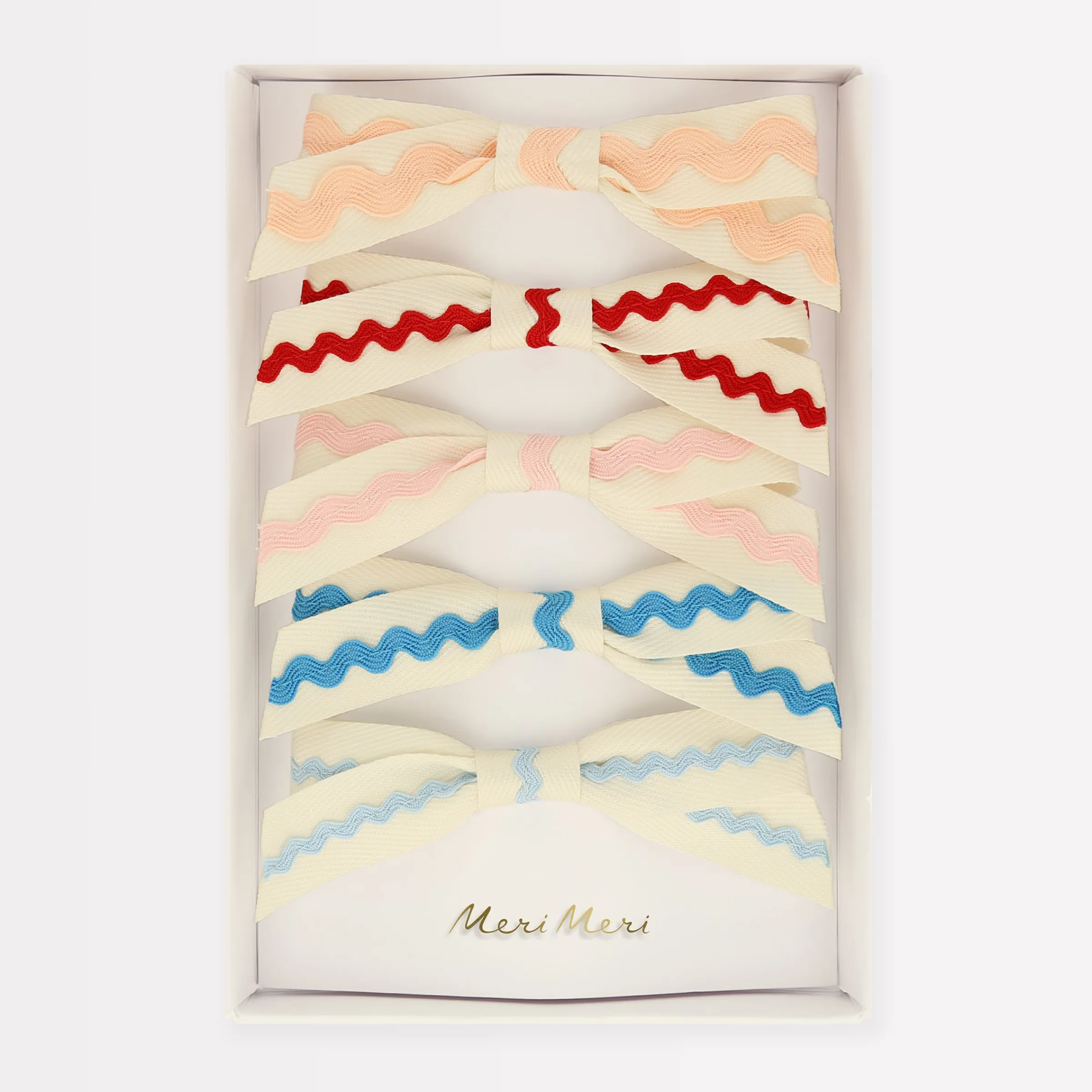 Ricrac Bow Hair Clips (x 5)>Meri Meri Hot