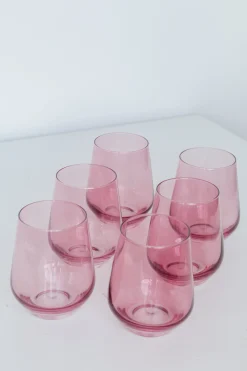 Rose Stemless Wine Glasses ( x 6)>Meri Meri Discount