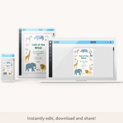 Safari Animals Download & Print Invitation>Meri Meri New
