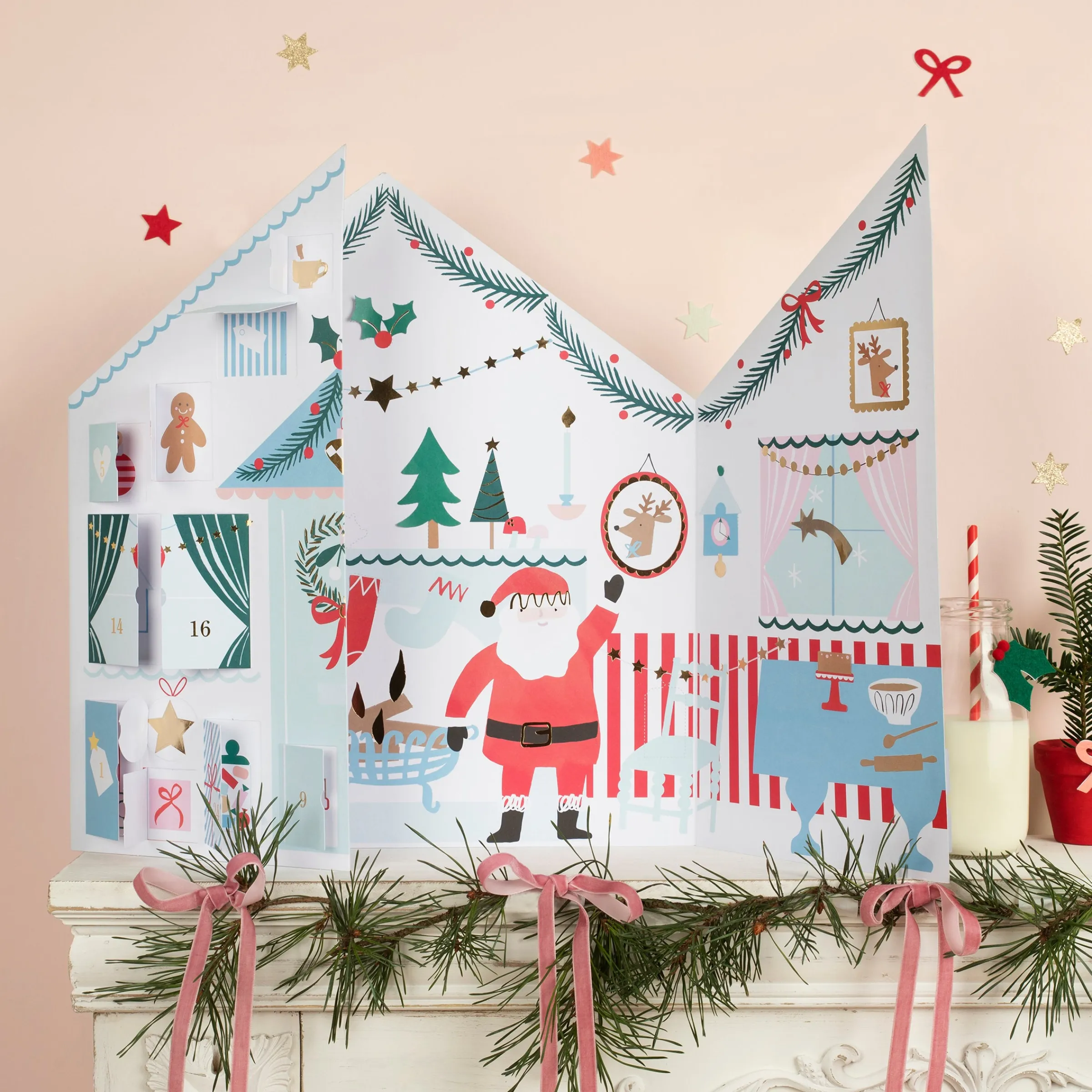 Santa's Cabin Sticker Advent Calendar>Meri Meri Clearance
