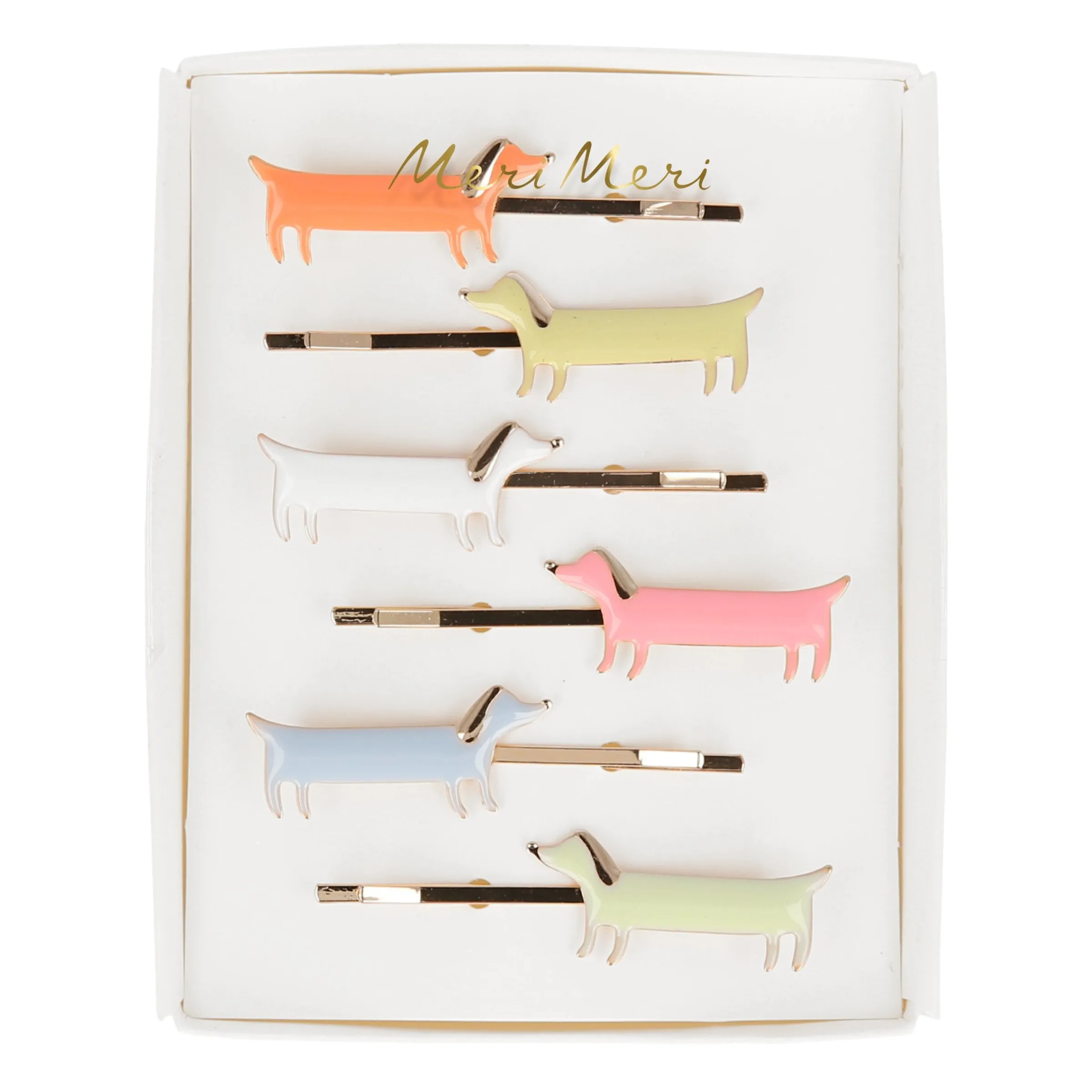 Sausage Dog Hair Slides (x 6)>Meri Meri Hot