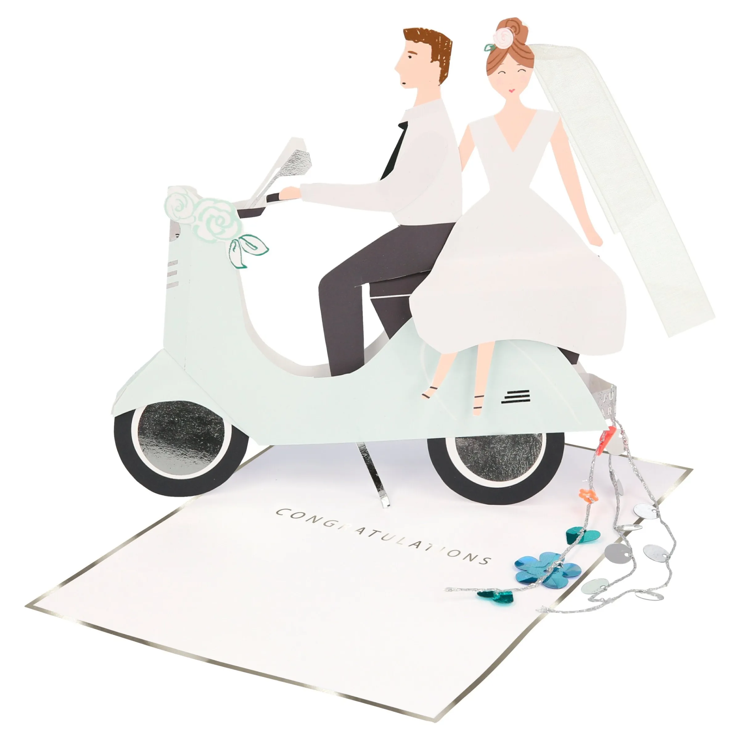 Scooter Couple Stand-Up Wedding Card>Meri Meri Sale